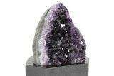 Deep Purple Amethyst Geode With Wood Base - Uruguay #360465-2